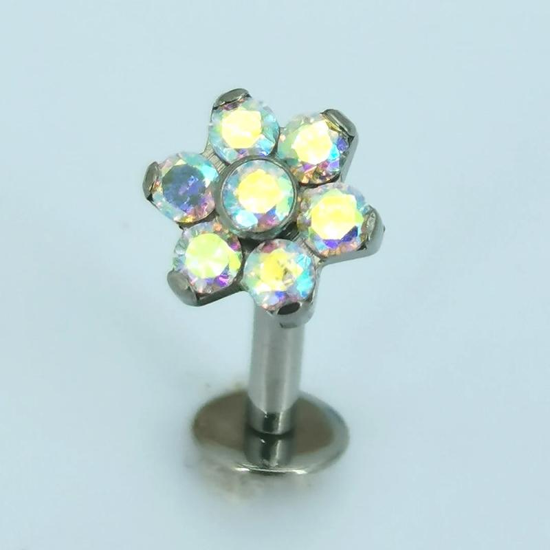 ASTM F136 Titanium G23 Opal Flower Belly Ring