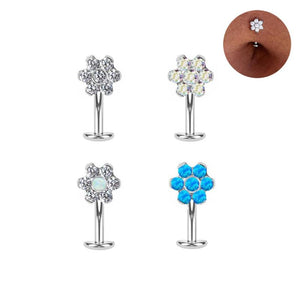 ASTM F136 Titanium G23 Opal Flower Belly Ring