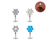 ASTM F136 Titanium G23 Opal Flower Belly Ring