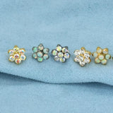 ASTM F136 Titanium G23 Opal Flower Belly Ring