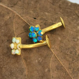 ASTM F136 Titanium G23 Opal Flower Belly Ring