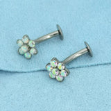 ASTM F136 Titanium G23 Opal Flower Belly Ring