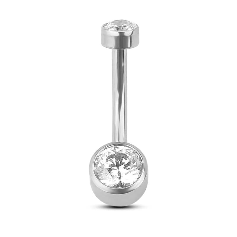 ASTM F136 Clear Zircon Bezel Piercing 14G Navel Ring