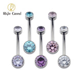 ASTM F136 Clear Zircon Bezel Piercing 14G Navel Ring