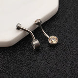 ASTM F136 Clear Zircon Bezel Piercing 14G Navel Ring