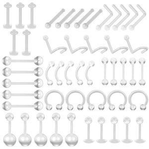 50PCS Transparent Navel Ring Septum Piercing Clip Jewelry