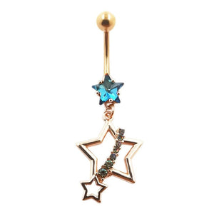 Star Dangle Belly Button Ring Cubic Zirconia Navel Piercing
