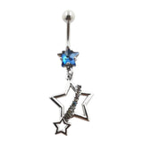 Star Dangle Belly Button Ring Cubic Zirconia Navel Piercing