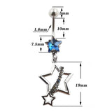 Star Dangle Belly Button Ring Cubic Zirconia Navel Piercing