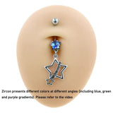 Star Dangle Belly Button Ring Cubic Zirconia Navel Piercing