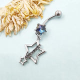 Star Dangle Belly Button Ring Cubic Zirconia Navel Piercing