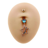 Star Dangle Belly Button Ring Cubic Zirconia Navel Piercing