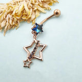 Star Dangle Belly Button Ring Cubic Zirconia Navel Piercing