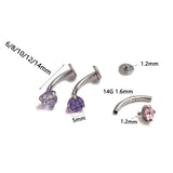 F136 Titanium 3-Claw Zirconium Belly Button Ring