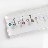 F136 Titanium 3-Claw Zirconium Belly Button Ring