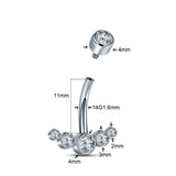14G CZ Bezel Flower Belly Button Ring Barbell Dangle Jewelry
