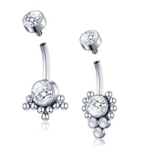 14G CZ Bezel Flower Belly Button Ring Barbell Dangle Jewelry