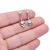 14G CZ Bezel Flower Belly Button Ring Barbell Dangle Jewelry