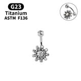G23 Titanium Belly Button Ring CZ Opal Multicolor Body Jewelry
