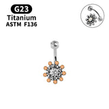 G23 Titanium Belly Button Ring CZ Opal Multicolor Body Jewelry