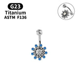 G23 Titanium Belly Button Ring CZ Opal Multicolor Body Jewelry