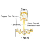 Crystal Belly Button Ring 14G Stainless Steel Navel Piercing Body Jewelry