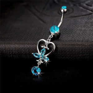 Zircon Flower Navel Piercing Belly Button Rings Body Jewelry