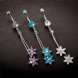 Zircon Flower Navel Piercing Belly Button Rings Body Jewelry