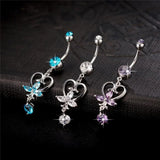 Zircon Flower Navel Piercing Belly Button Rings Body Jewelry