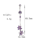 Zircon Flower Navel Piercing Belly Button Rings Body Jewelry