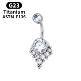 G23 Titanium Implant Navel Ring 14G Zircon Belly Barbell