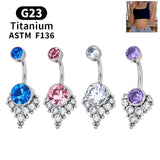 G23 Titanium Implant Navel Ring 14G Zircon Belly Barbell