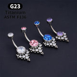 G23 Titanium Implant Navel Ring 14G Zircon Belly Barbell