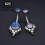 G23 Titanium Implant Navel Ring 14G Zircon Belly Barbell