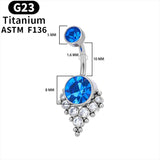 G23 Titanium Implant Navel Ring 14G Zircon Belly Barbell