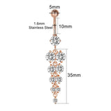 Zircon Grape Belly Button Ring 14G Stainless Steel Navel Piercing Bar