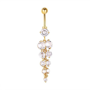 Zircon Grape Belly Button Ring 14G Stainless Steel Navel Piercing Bar