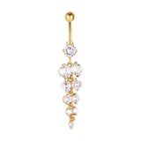 Zircon Grape Belly Button Ring 14G Stainless Steel Navel Piercing Bar