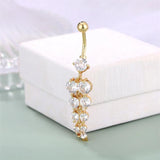 Zircon Grape Belly Button Ring 14G Stainless Steel Navel Piercing Bar