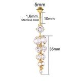 Zircon Grape Belly Button Ring 14G Stainless Steel Navel Piercing Bar