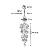 Zircon Grape Belly Button Ring 14G Stainless Steel Navel Piercing Bar