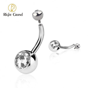 14G Titanium Clear Curved Belly Button Rings