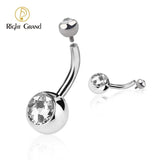 14G Titanium Clear Curved Belly Button Rings