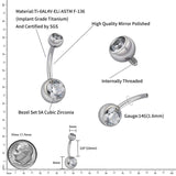14G Titanium Clear Curved Belly Button Rings