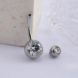 14G Titanium Clear Curved Belly Button Rings