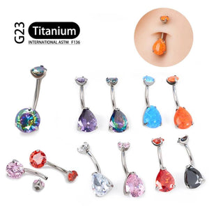 Titanium G23 Opal Triangle Dangle Navel Piercing