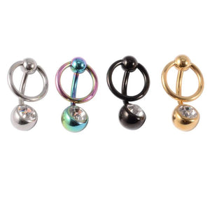 Surgical Steel CBR Navel Piercing Retainer with Gem Belly Button Body Jewelry