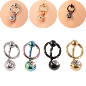 Surgical Steel CBR Navel Piercing Retainer with Gem Belly Button Body Jewelry
