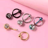 Surgical Steel CBR Navel Piercing Retainer with Gem Belly Button Body Jewelry