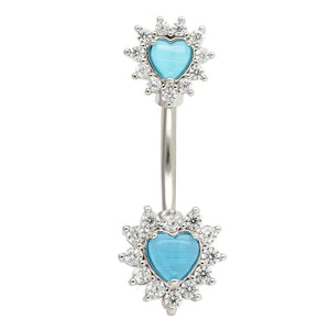 14g Heart Belly Button Rings for Women Stainless Steel Sexy Navel Piercing